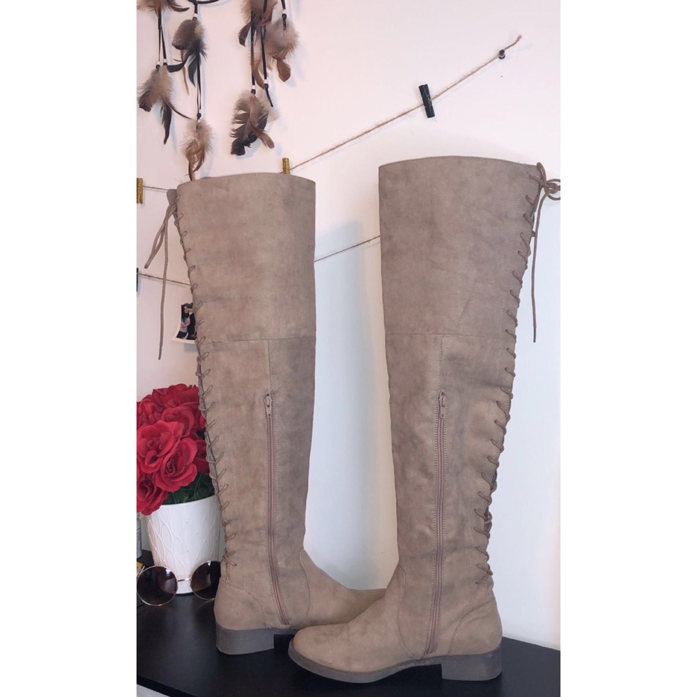 Thigh High Back Lace Up Boots